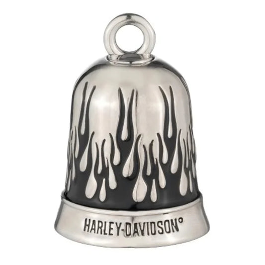 Harley-Davidson® Contrasting Black Flames Ride Bell - Silver Plating