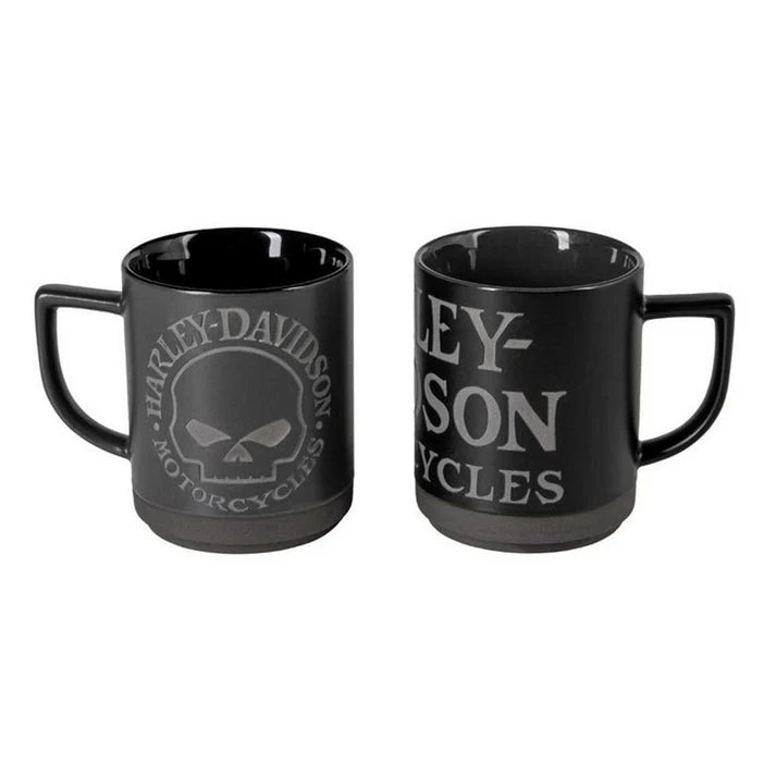 Harley-Davidson® Engraved Willie G Skull Coffee Mug Set