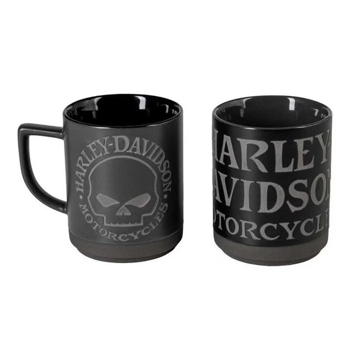 Harley-Davidson® Engraved Willie G Skull Coffee Mug Set