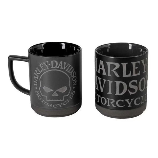 Harley-Davidson® Engraved Willie G Skull Coffee Mug Set