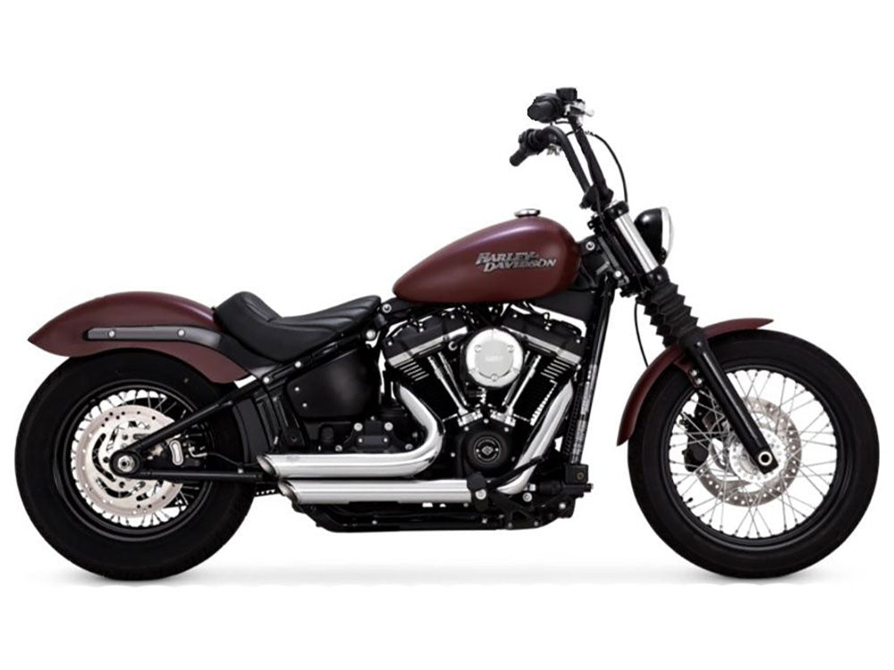 VH-17333 Shortshots Staggered Exhaust – Chrome. Fits Softail 2018-2024 Non-240 Tyre Models