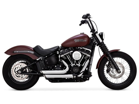 VH-17333 Shortshots Staggered Exhaust – Chrome. Fits Softail 2018-2024 Non-240 Tyre Models
