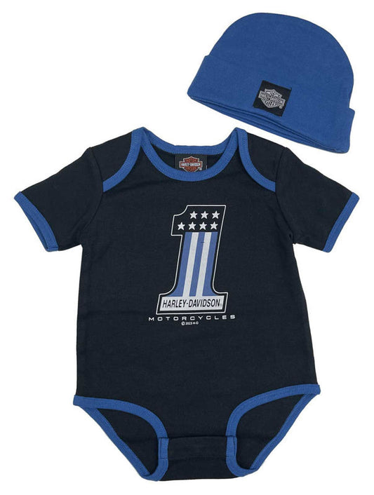 Harley-Davidson® Kids #1 Ringer Creeper & Beanie Set