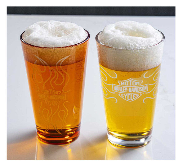 Harley-Davidson® Bar & Shield Flames Pint Glass Set