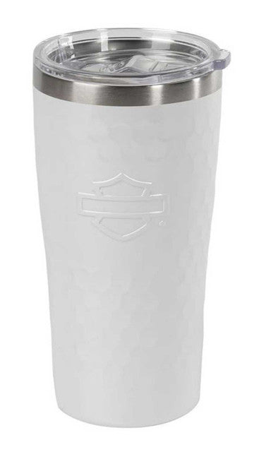 Harley-Davidson® Embossed Open Bar & Shield Travel Mug - White
