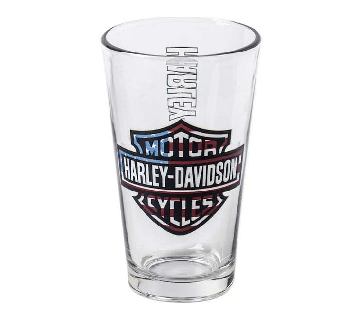 Harley-Davidson® Americana Two-Sided Patriotic Bar & Shield Pint Glass