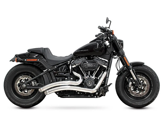 FPE-HD00701 Sharp Curve Radius Exhaust - Chrome with Chrome End Caps. Fits Softail 2018up